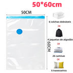 Kit Saco a Vácuo para Roupas 5 Peças + Bomba de Extração de Ar