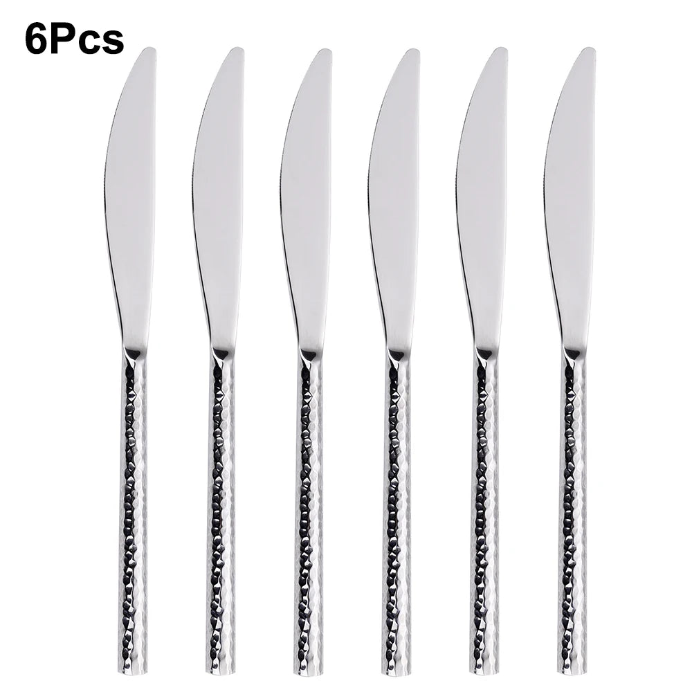 Talheres Prata Martelado em Inox - 6pcs