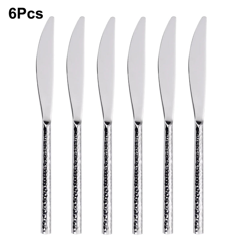 Talheres Prata Martelado em Inox - 6pcs