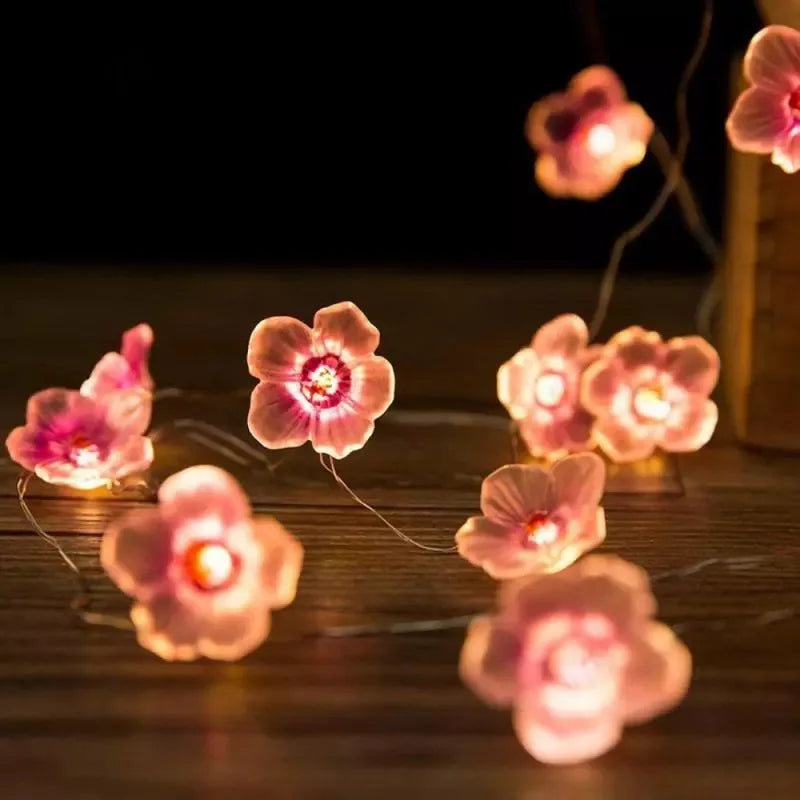 30leds flor de cerejeira luz fada corda luzes da noite rosa flor string lâmpadas bateria energia para decoração guirlanda natal