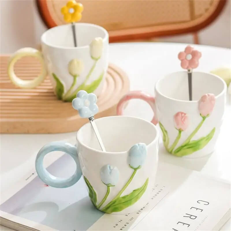 Kit Caneca e Colher Tulipas