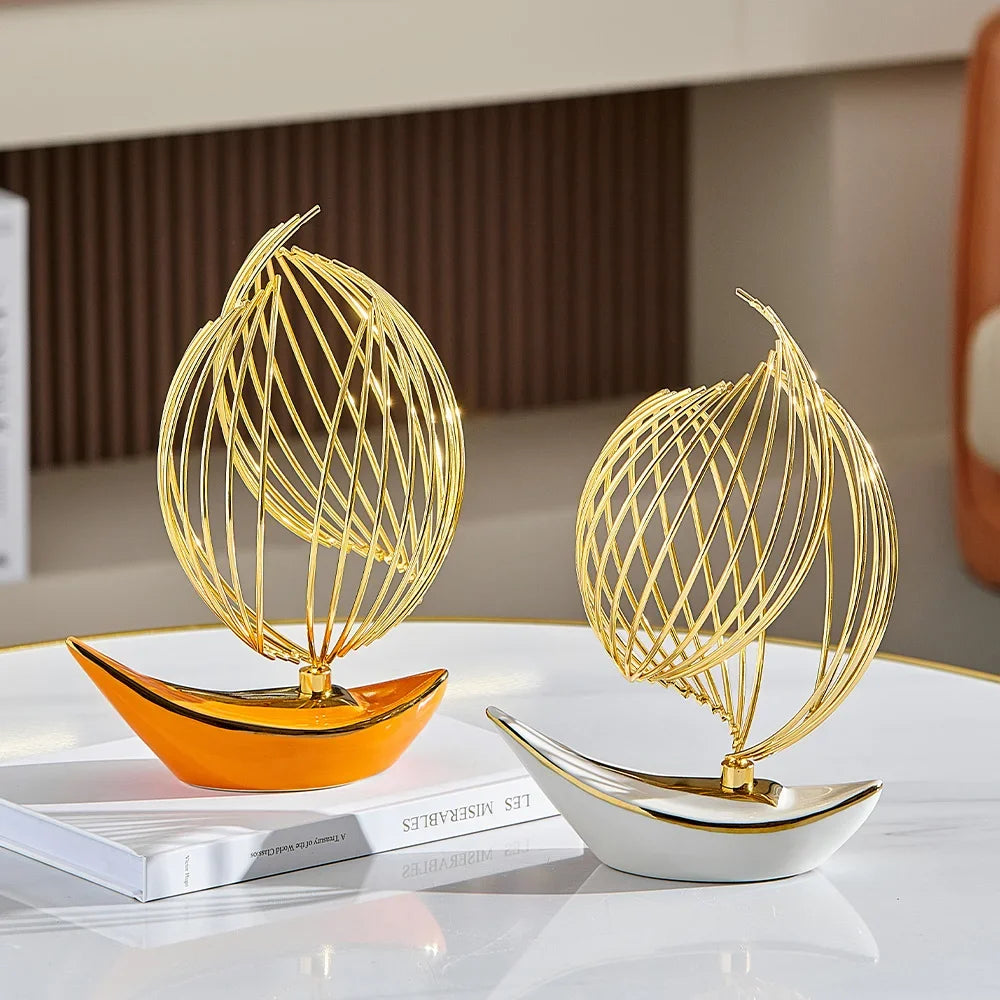 O Barco Escultura Moderna em Porcelana