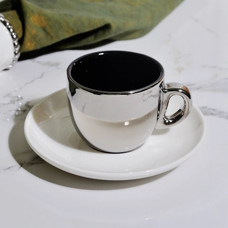 Conjunto Xícara para Café Estilo Europeu com Acabamento Luxuoso