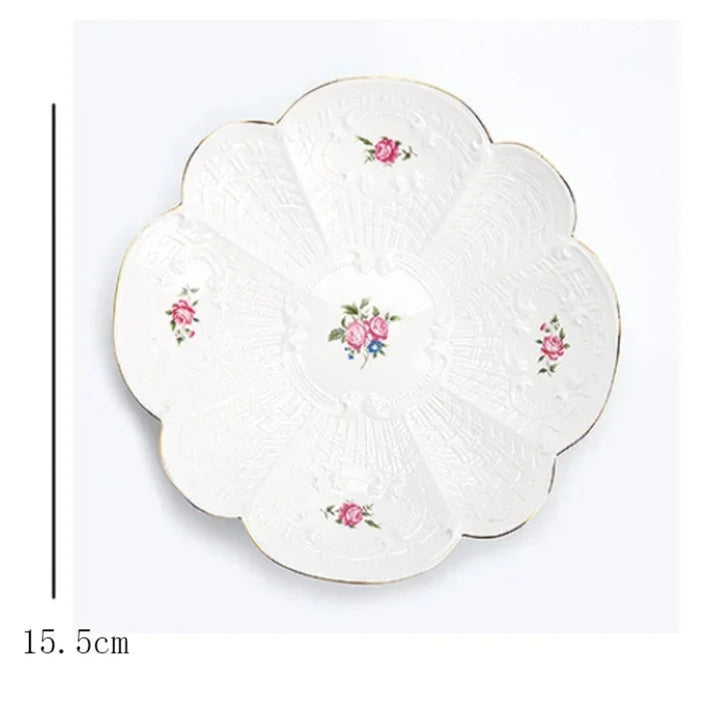 Prato de Sobremesa Floral em Cerâmica