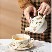 Tea For One Pintado a Mão em Porcelana Kit 4 Peças