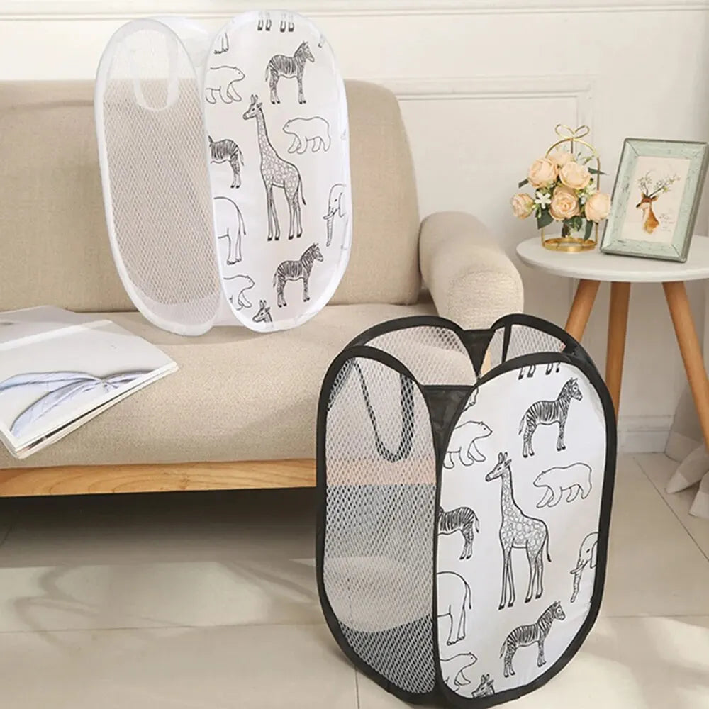 Cesta Organizadora de Roupas Sujas com Estampa Divertida de Bichinhos