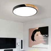 Luminária de Teto LED Minimalista Acrílico e Madeira