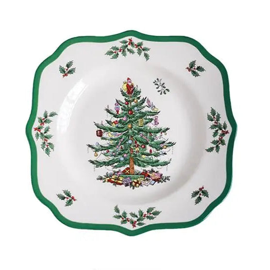Cerâmica de Natal Louça Quadrada, Placa Longa de Alta Qualidade Padrão De Planta Vintage, Salada De Frutas Domésticas, Novo