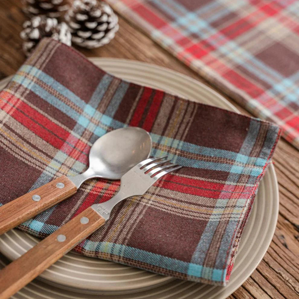 4 pçs natal vermelho verde pano guardanapos escocês tartan xadrez placemats ano novo natal decorativo festivo festa em casa decoração de mesa