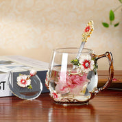 Caneca Flores Esmaltada de Vidro 5 Modelos