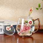 Caneca Flores Esmaltada de Vidro 5 Modelos