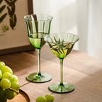 Taças de Cristal Verde Nórdico Retrô