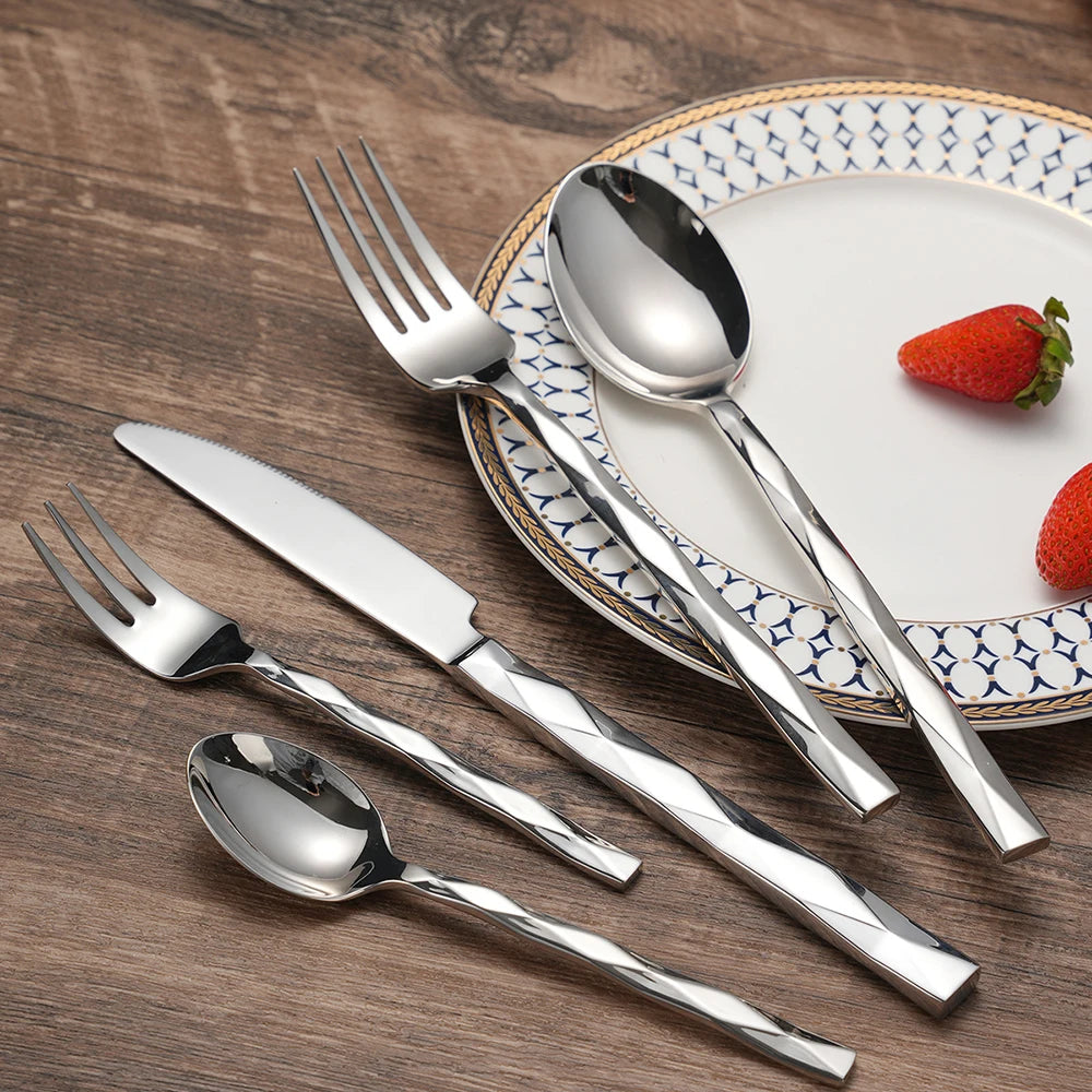 Conjunto de Talheres Losango em Aço Inox - 5pcs