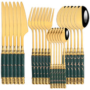 Jogo Talheres Dinamarquês Inox Cerâmica 24 Pcs