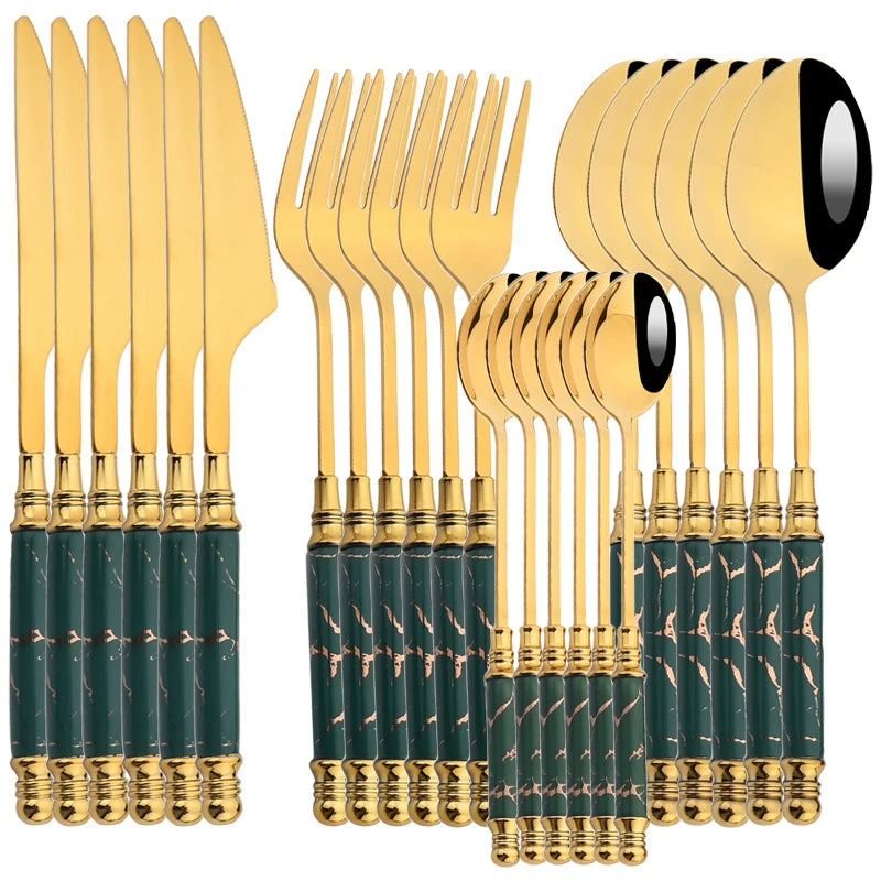 Jogo Talheres Dinamarquês Inox Cerâmica 24 Pcs
