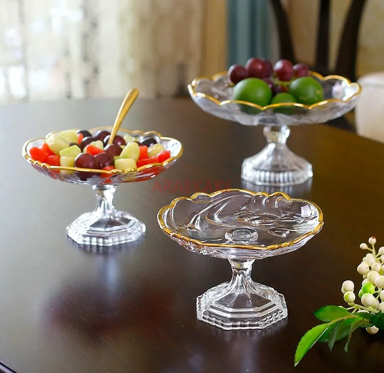 Prato de Cristal com Base para Frutas e Sobremesas