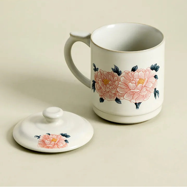 Caneca de Chá Peônia em Cerâmica - 400ml