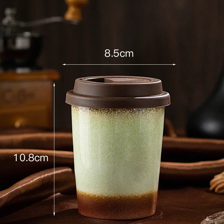 Caneca de Café em Cerâmica Premium com Tampa de Silicone 290ml e 350ml