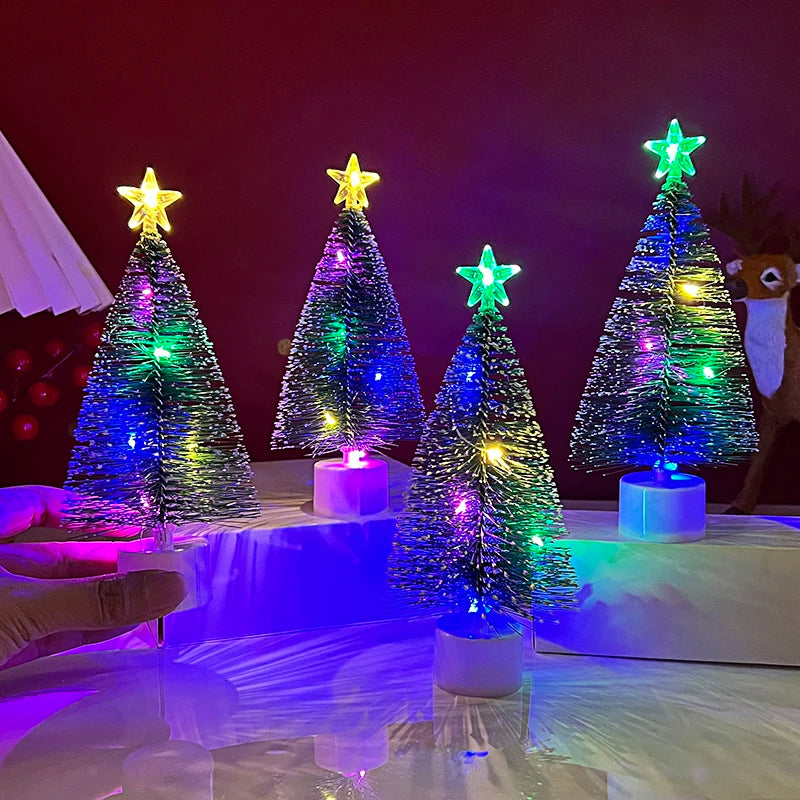 17cm led mini árvore de natal com luzes da corda multicoloridas natal ornamento de mesa presentes ano novo 2025 decoração de festa de natal