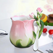 Caneca e Colher Formato Tulipa 320ml em Cerâmica