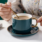 Conjunto Luxuoso de Xícara de Chá de Cerâmica Europeia