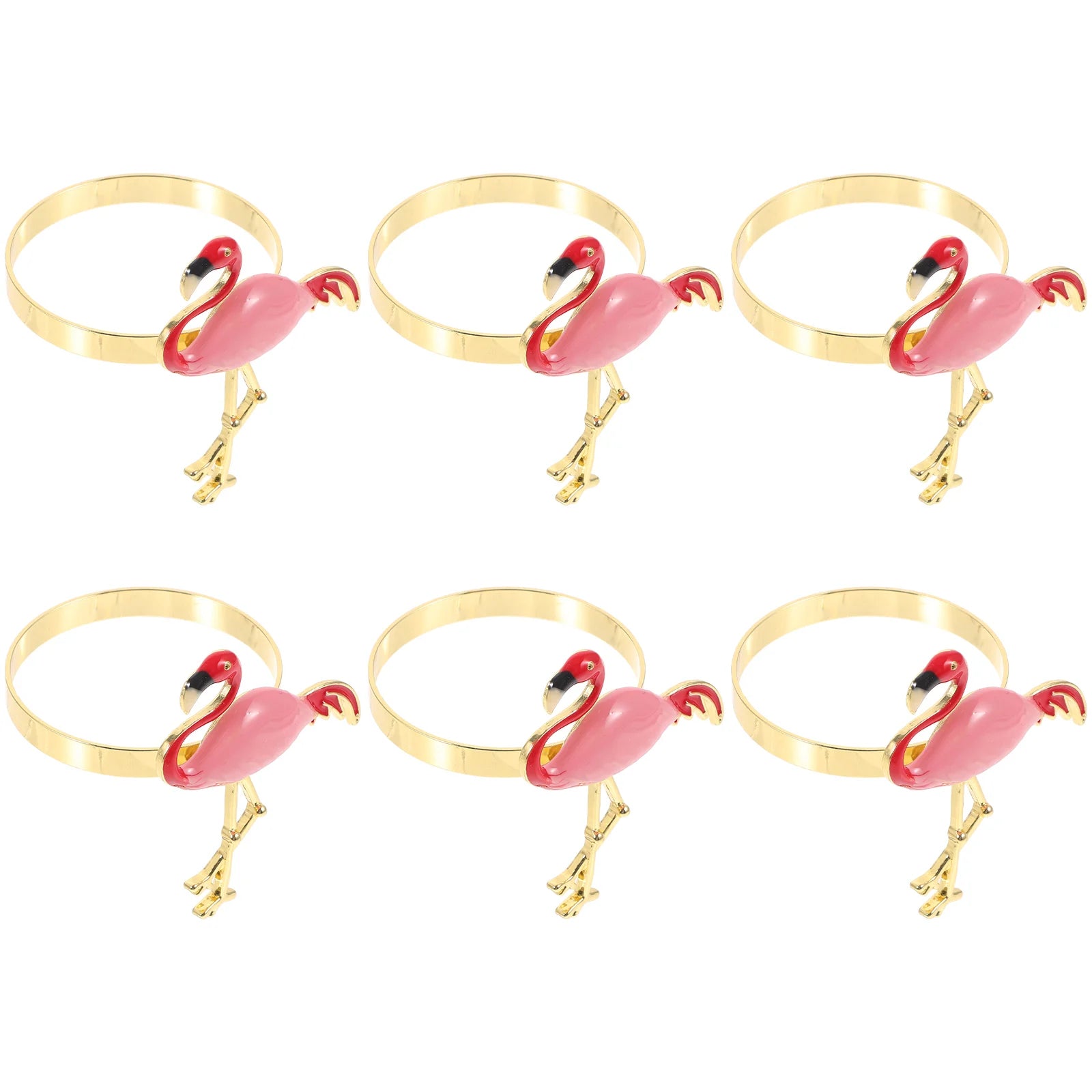 Anéis de Guardanapo Flamingo Luxuosos - 6 Peças