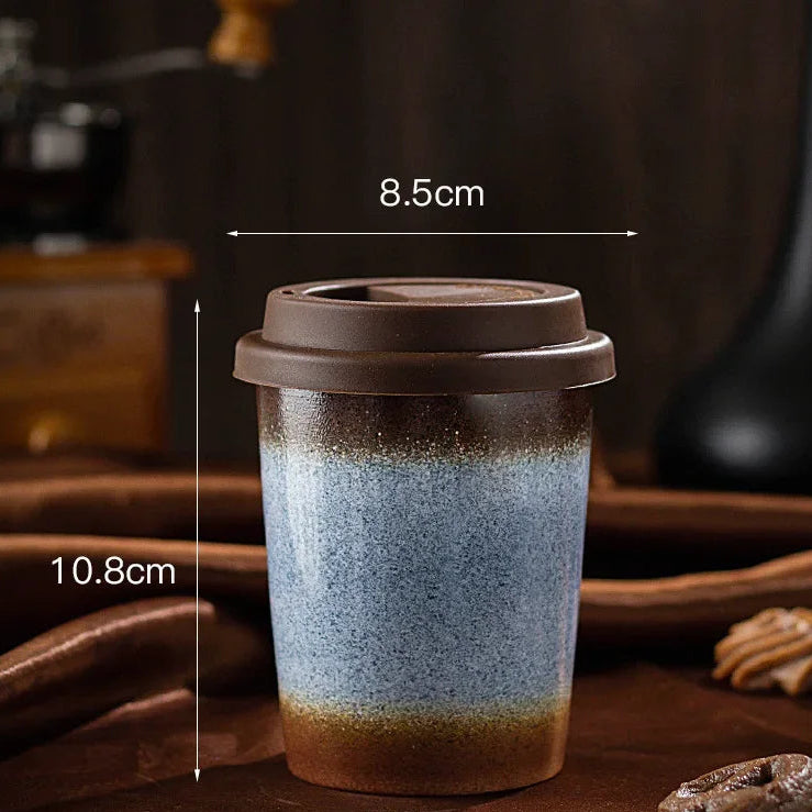 Caneca de Café em Cerâmica Premium com Tampa de Silicone 290ml e 350ml