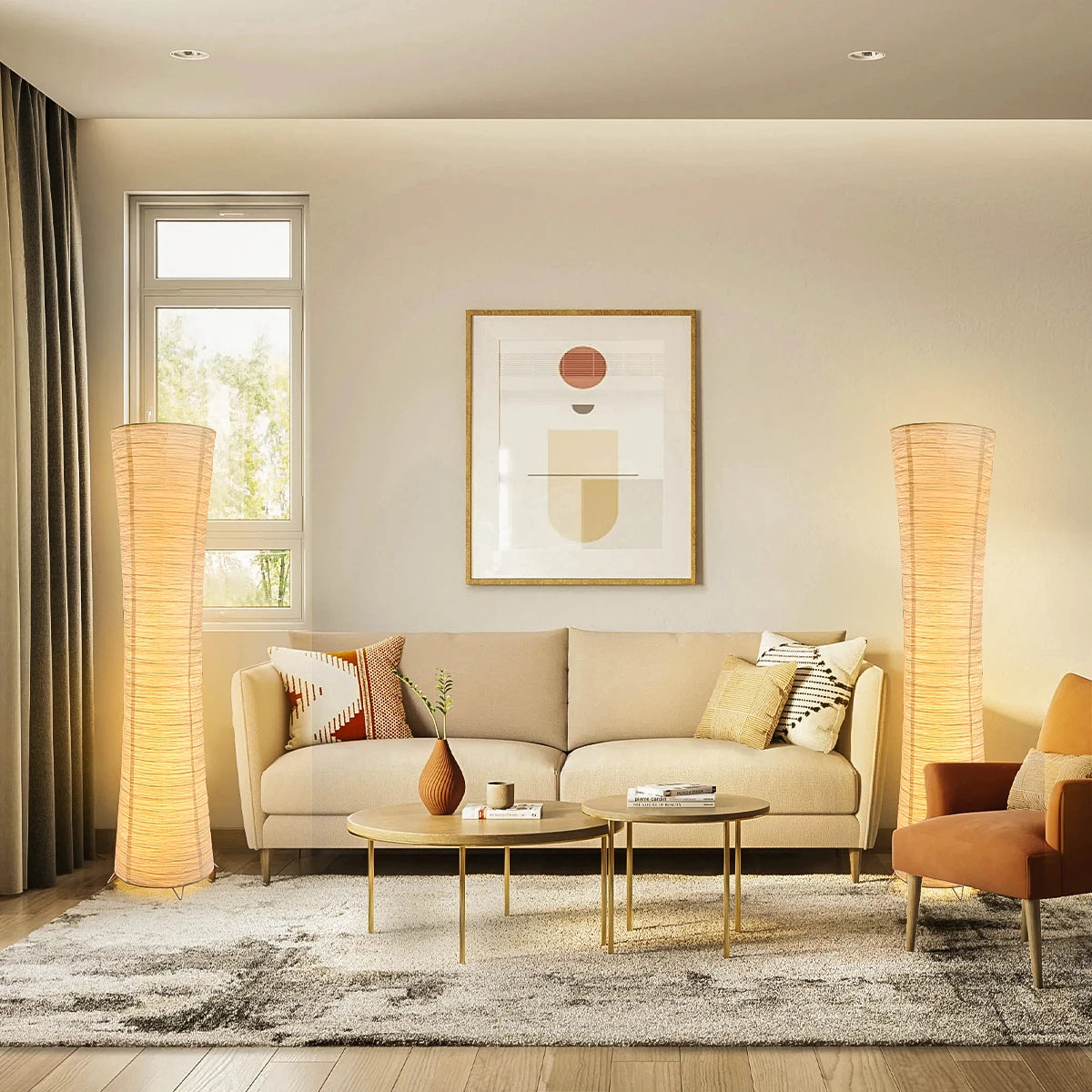 Luminária de Chão Cilíndrica com Luz LED Ajustável