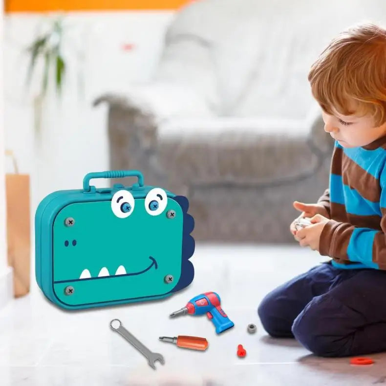 Kit de Ferramentas Infantil com Furadeira Elétrica e Dinossauro para Montar