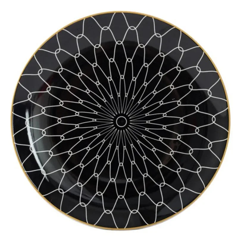 Design Geométrico West Meal Porcelain Plate, Cozinha Jantar Placas, Cerâmica Food Bandeja, Prato De Salada, 6 ", 8", 10 ", 1Pc