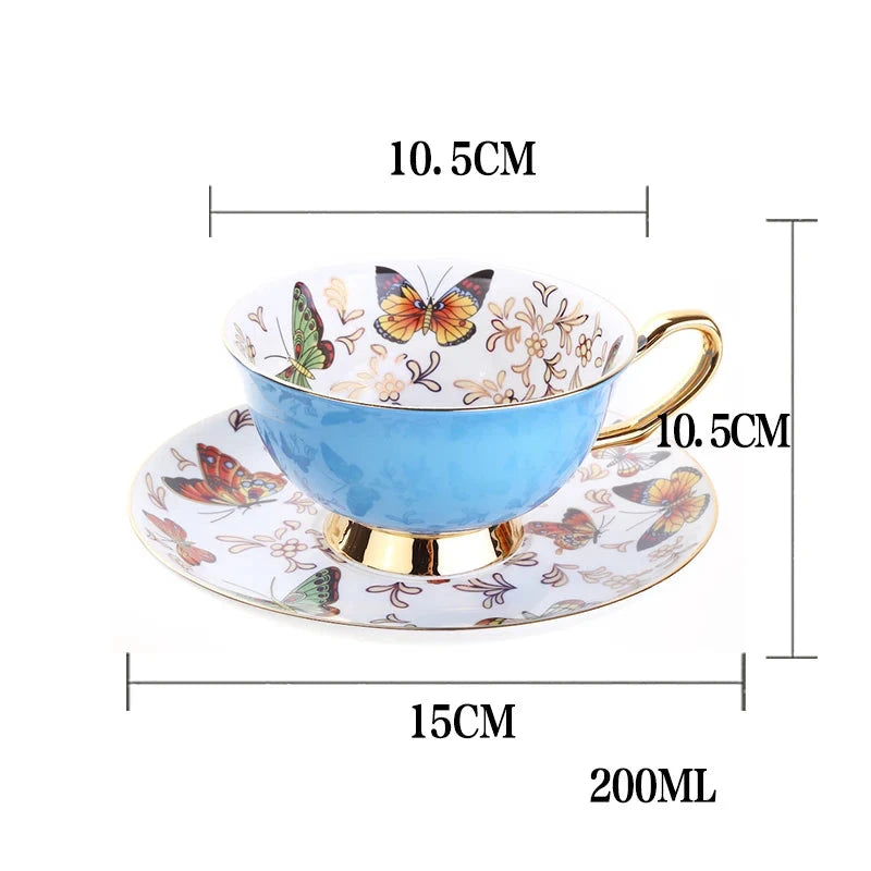 Xícara e Pires Butterfly em Porcelana
