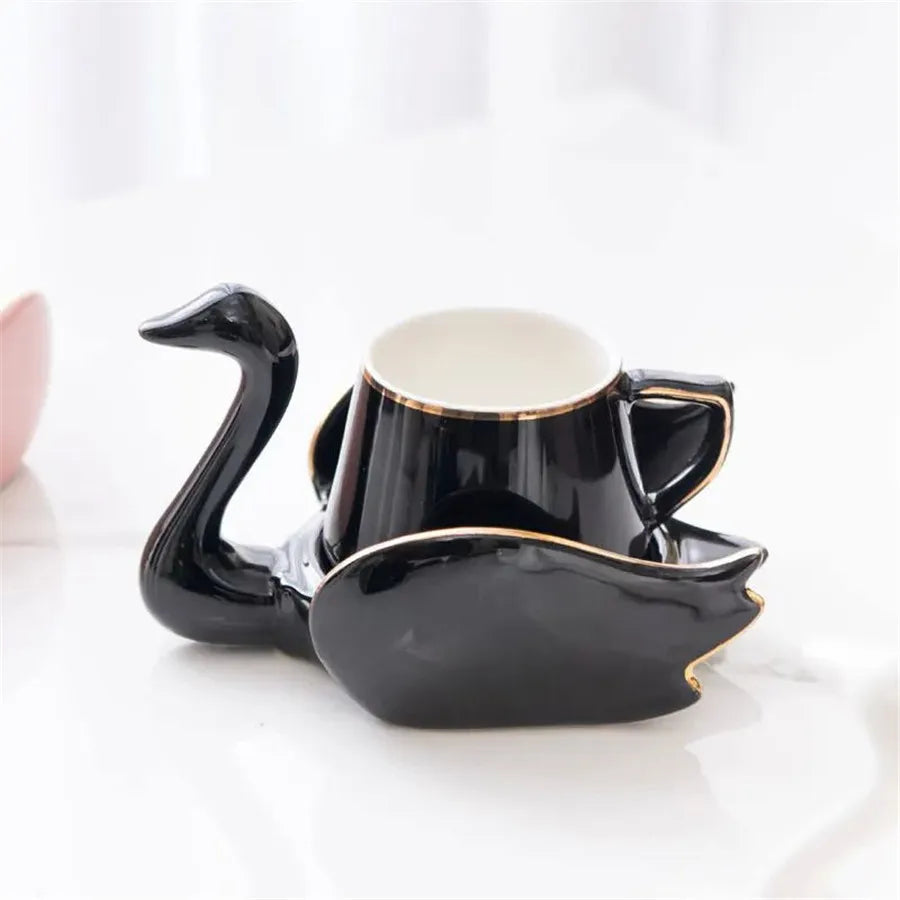 Xícara de Cerâmica Cisne com Pires - 110ml
