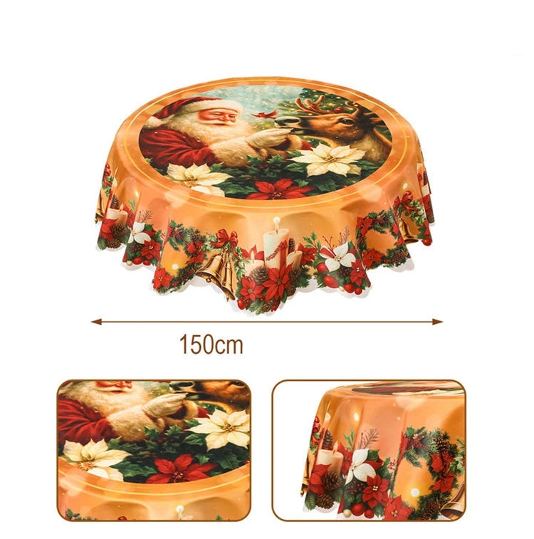 Toalha de mesa estampada com estampa de Papai Noel vintage decoração de natal para casa 2025 ornamento de natal Navidad Natal presente de ano novo 2026