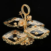 Fruteira Gold em Vidro e Metal - 4 Pratos
