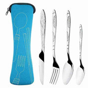 Kit Talheres Desenhado em Metal 4 Pcs