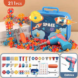 Kit de Ferramentas Infantil com Furadeira Elétrica e Dinossauro para Montar