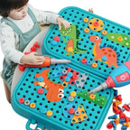 Kit de Ferramentas Infantil com Furadeira Elétrica e Dinossauro para Montar