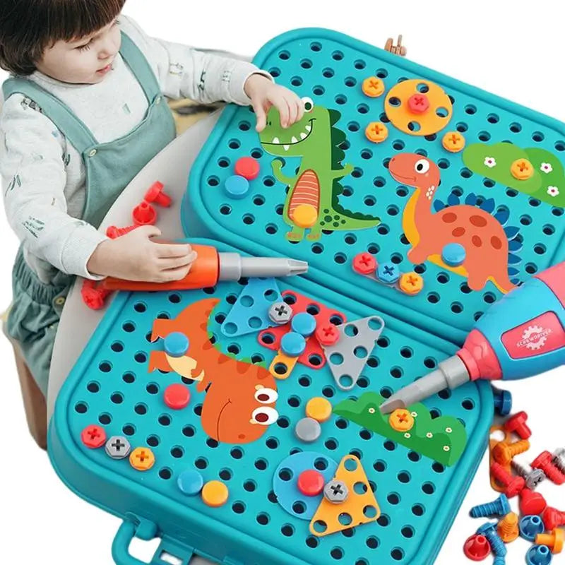 Kit de Ferramentas Infantil com Furadeira Elétrica e Dinossauro para Montar