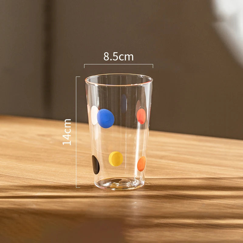 Copo de Vidro Bolinhas Coloridas