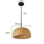 Lanterna de bambu 38cm luminária natural rattan vime e27 led lustres tecidos à mão abajures luminária pendurada