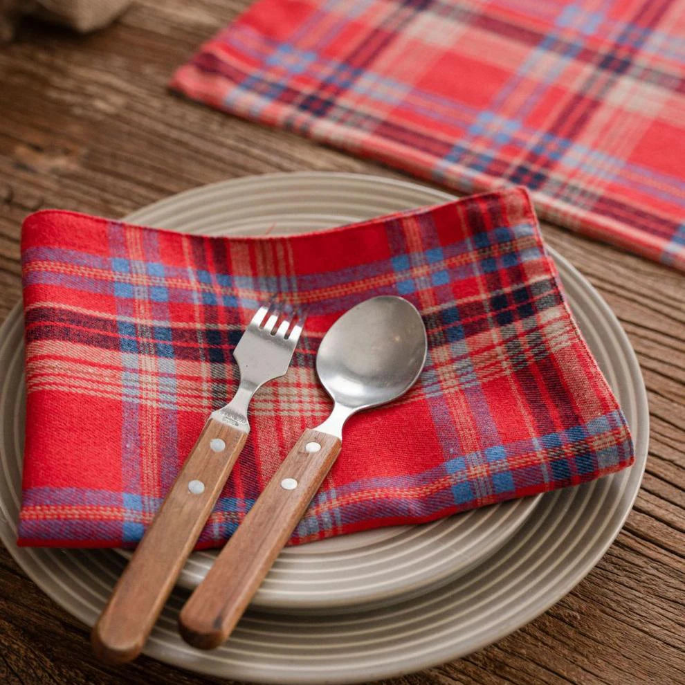4 pçs natal vermelho verde pano guardanapos escocês tartan xadrez placemats ano novo natal decorativo festivo festa em casa decoração de mesa