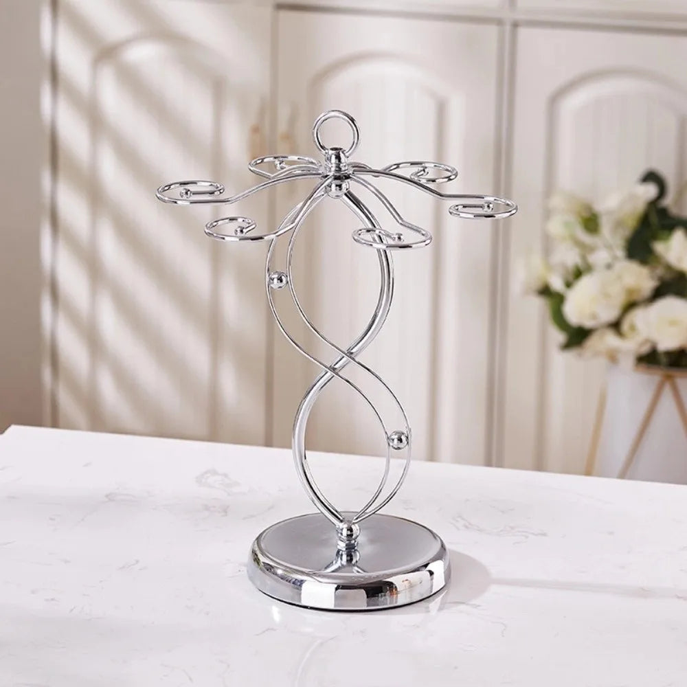 Suporte Elegante para Taças de Vinho em Ferro com 6 Ganchos