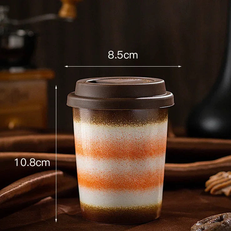 Caneca de Café em Cerâmica Premium com Tampa de Silicone 290ml e 350ml