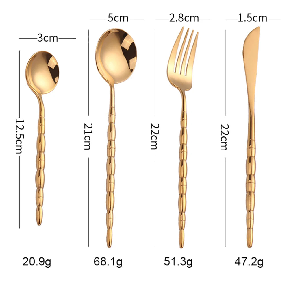 Conjunto Talheres Gold - 8 ou 12pcs