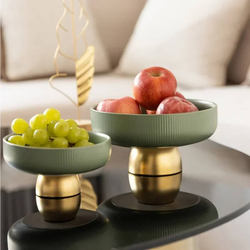 Fruteira Decorativa Luxy Cerâmica e Inox