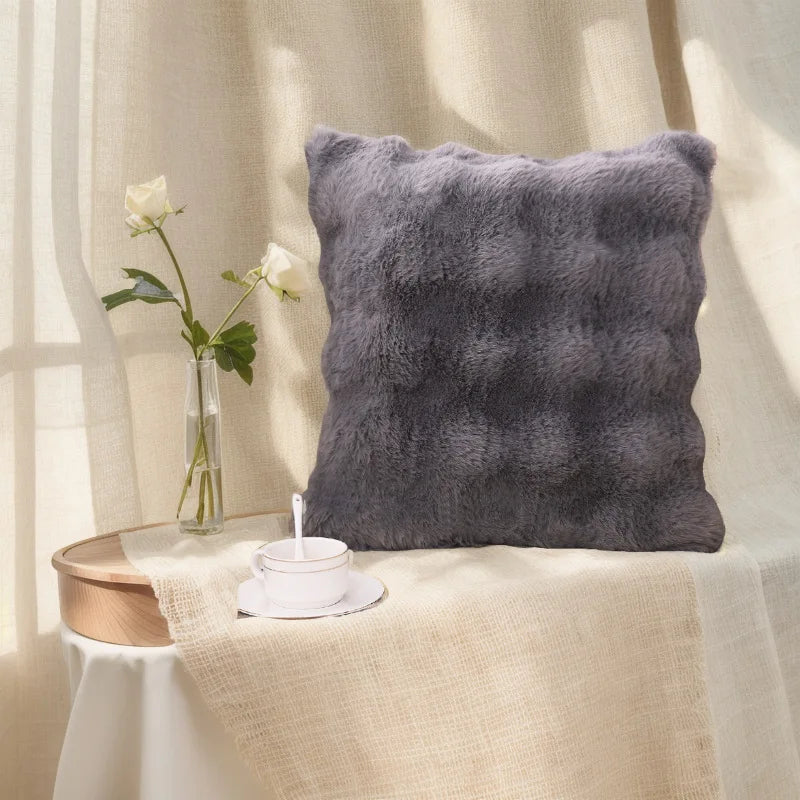 Atacado bolha coelho veludo travesseiro inverno pelúcia fronha nordic sofá almofada cintura travesseiro novo estilo ins Нав®лочка
