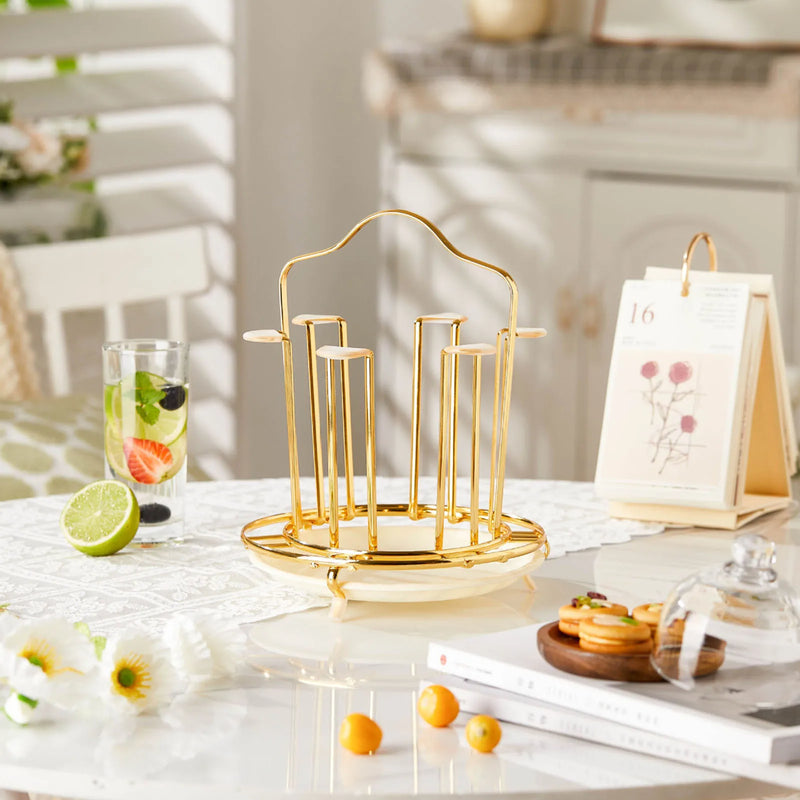 Metal Glass Cup Storage Rack, Em forma redonda, Resistente ao esmagamento, Dreno, Criativo, Casa, Cozinha, Decoração Bar