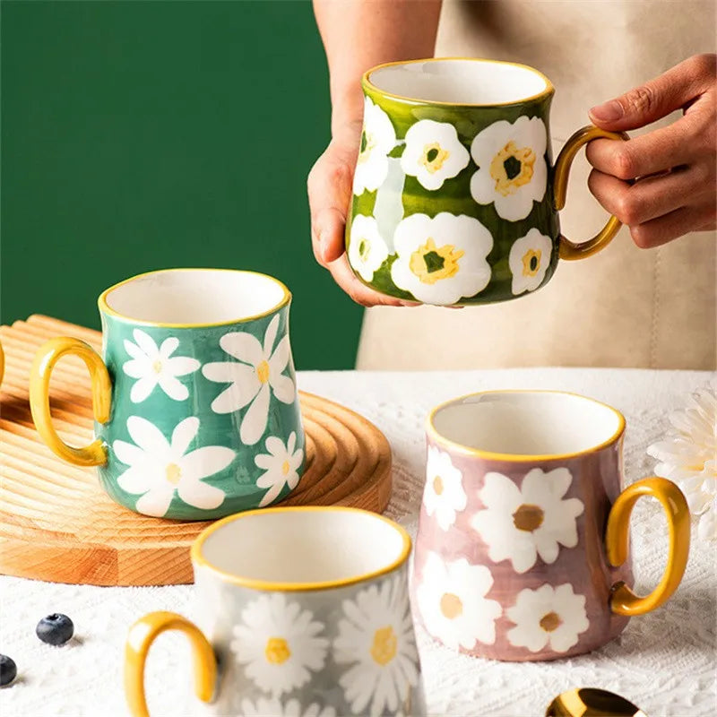 Caneca de Cerâmica Estilo Floral - 480ml
