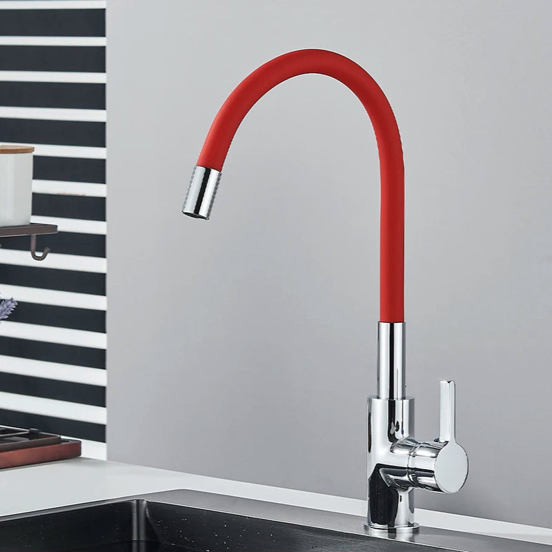 Torneira de pia de cozinha e nariz de gel de sílica, torneira de água quente e fria em várias cores disponíveis, qualquer direção, com montagem rotativa