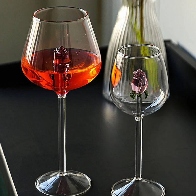 Taça de Vidro Criativa Rosas Espelhada